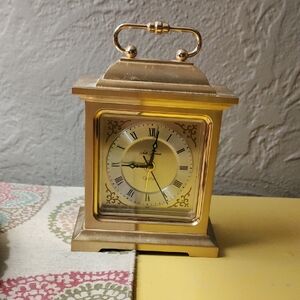 Gold Table Clock with Roman Numerals